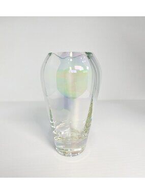 Vintage Krosno 9.75" opalescent / iridescent crystal vase